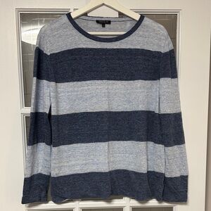 Lafayette 148 New York Blue and White Knit Top